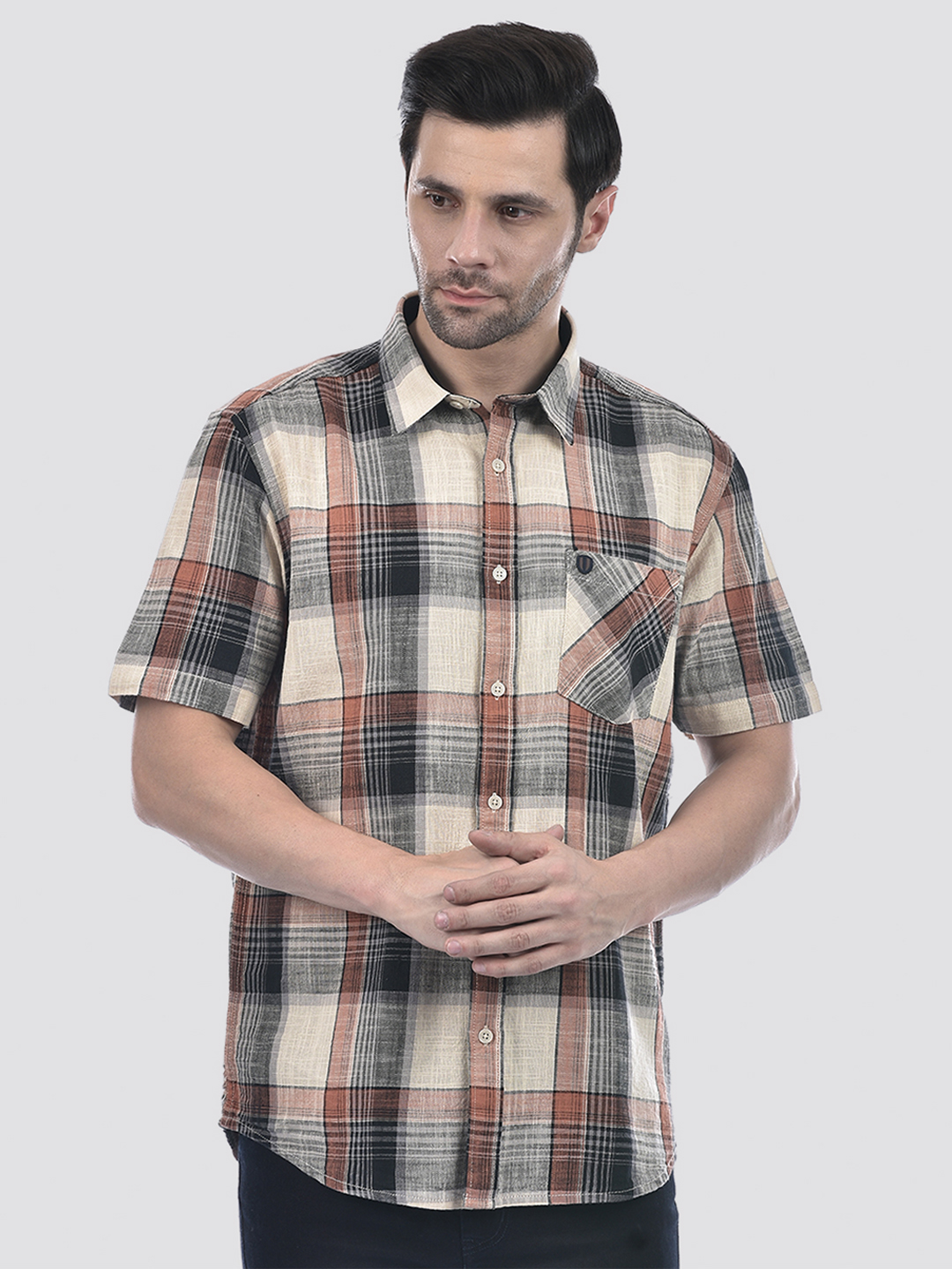 Numero Uno Men Checkered Brown Shirt
